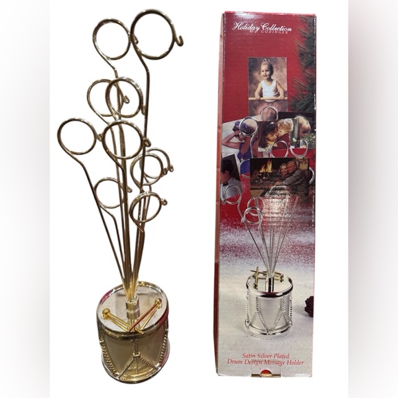 Satin Silver Plated Drum Design Message/ Picture Holder 12” - Picture 1 of 8